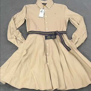 Polo by Ralph Lauren Tan Long Sleeve Dress with Belt